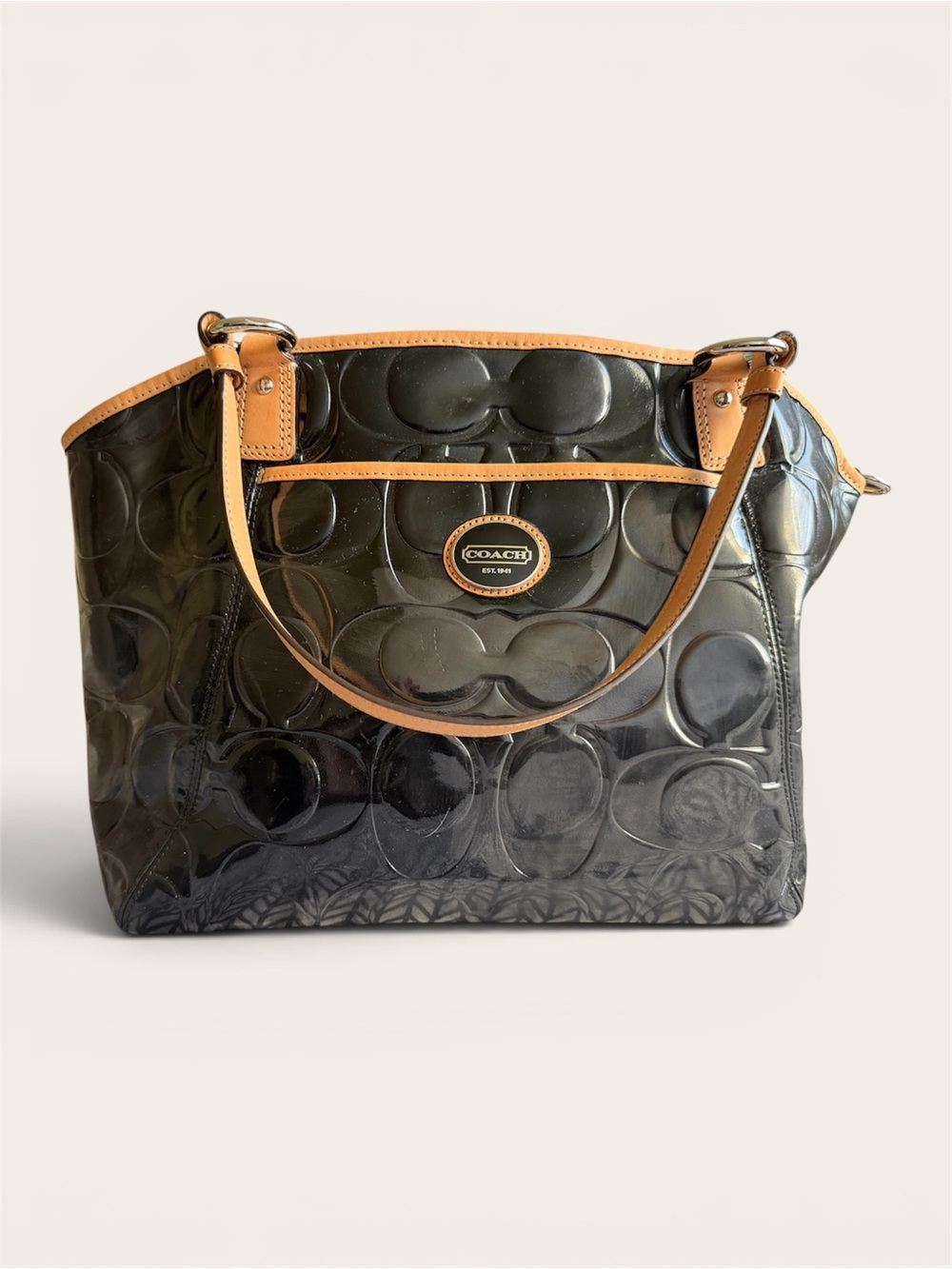 Coach Black Patent Tote Bag – F1293‑F20028 – Cleaned & Polished